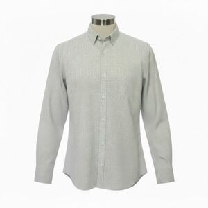 Hugo Boss Slim Fit Shirt Mens XL Grey White Micro Pattern Italian Fabric Turkey